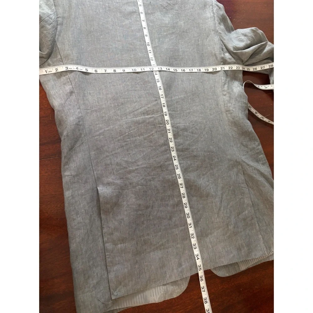 Milano Moda Mens Linen Blazer 42L‎ Grey Two Button Summer Sport Coat Jacket